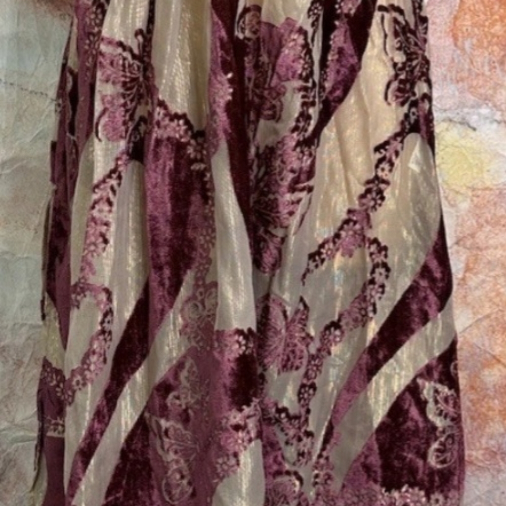 NWT FREE PEOPLE INTIMATELY WINE BALI BUTTERFLY BURNOUT VELVET SLIP MAXI DRESS - Picture 9 of 10